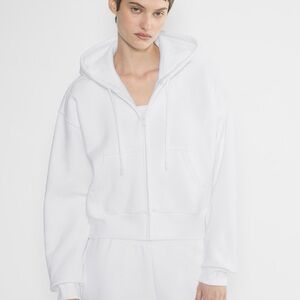 TNA Cozy Boyfriend White Zip-Up Hoodie